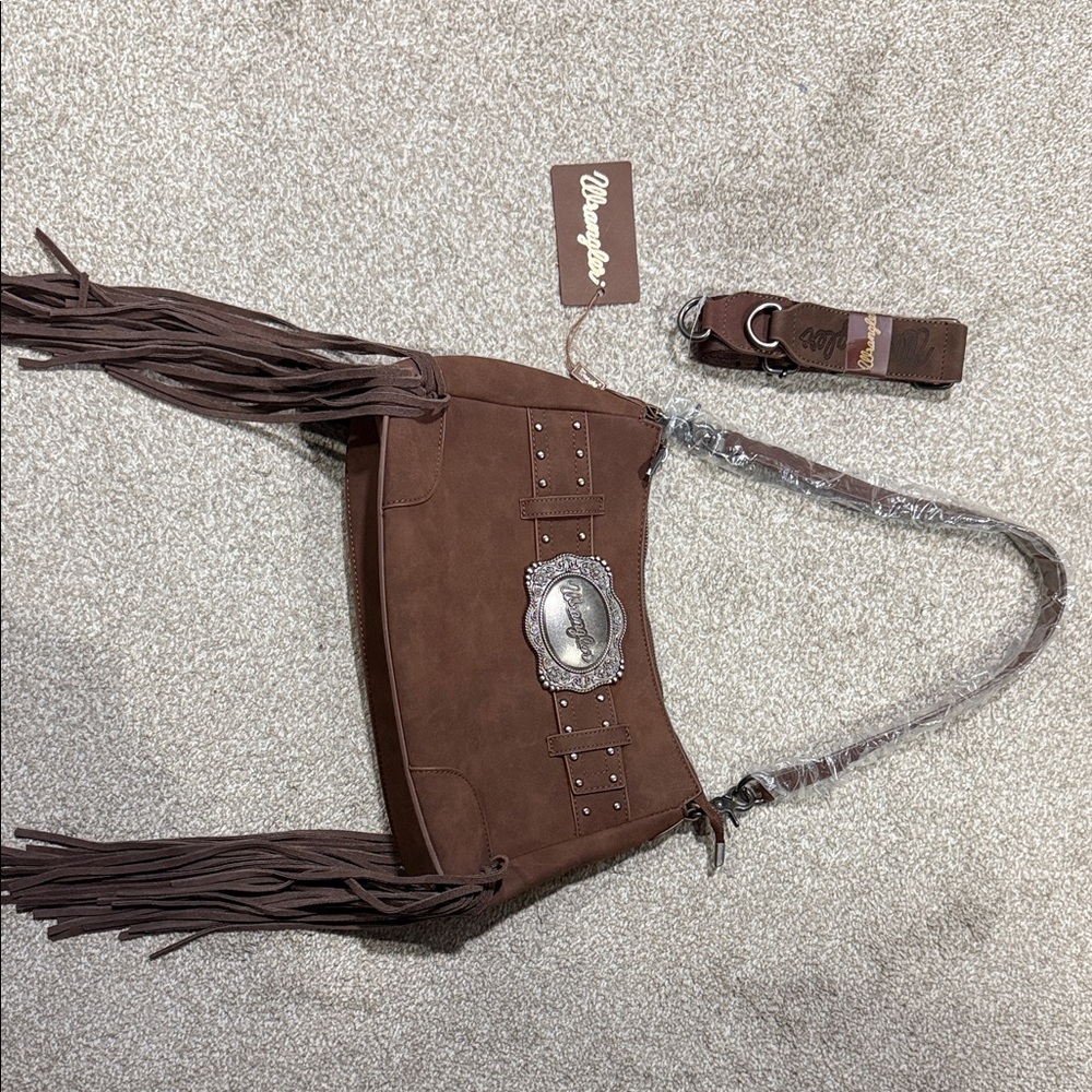 Wrangler Chocolate Fringe Crossbody Bag